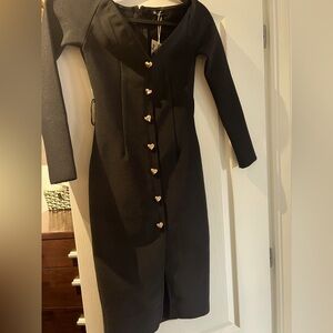 Beautiful length. Black stretch dress.